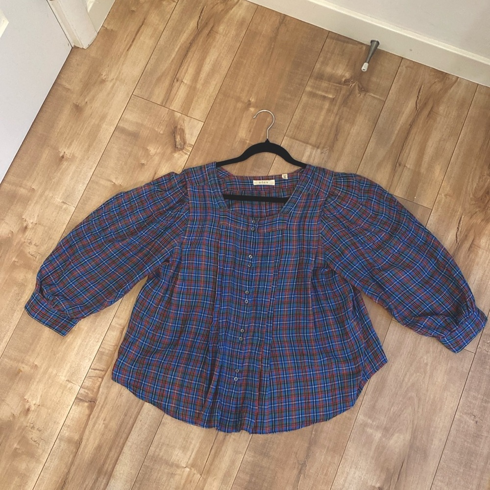 Plaid Blue and Red Doen Blouse